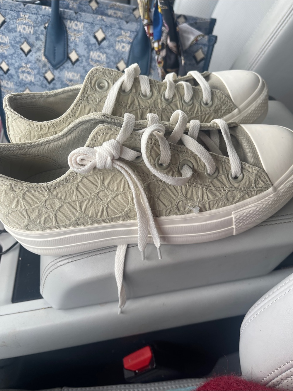 Converse Low-Top Sneakers in Cream and White